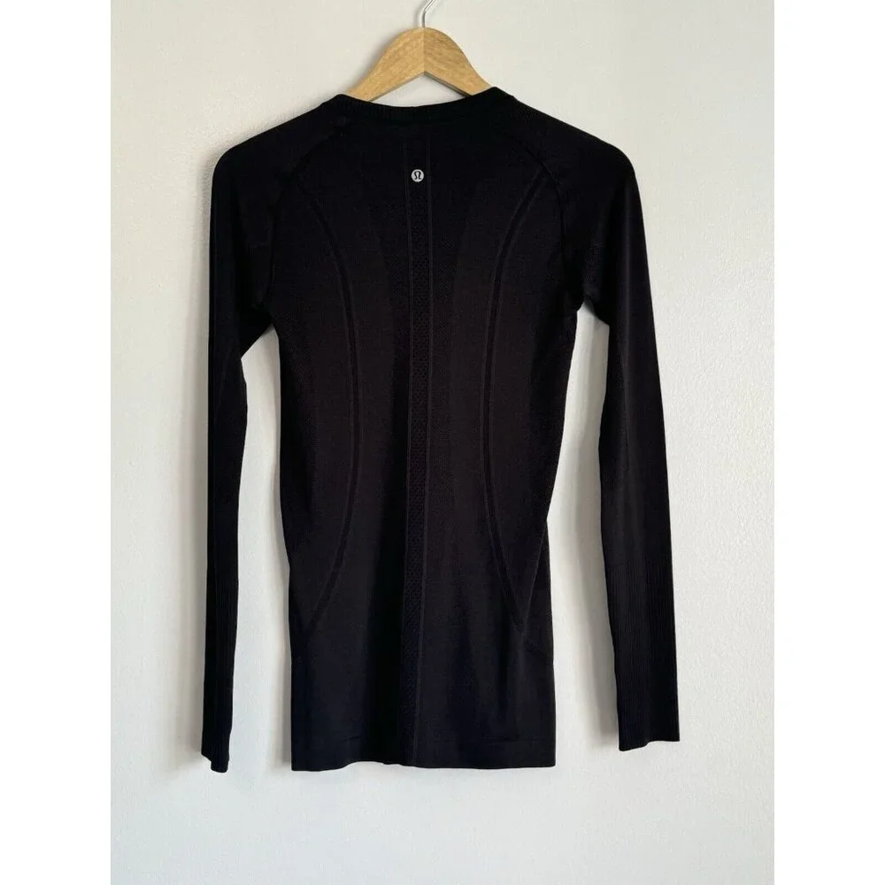 Lululemon Swiftly Tech Long Sleeve Crew Top Womens Size 6 Black Running Workout - Picture 6 of 8